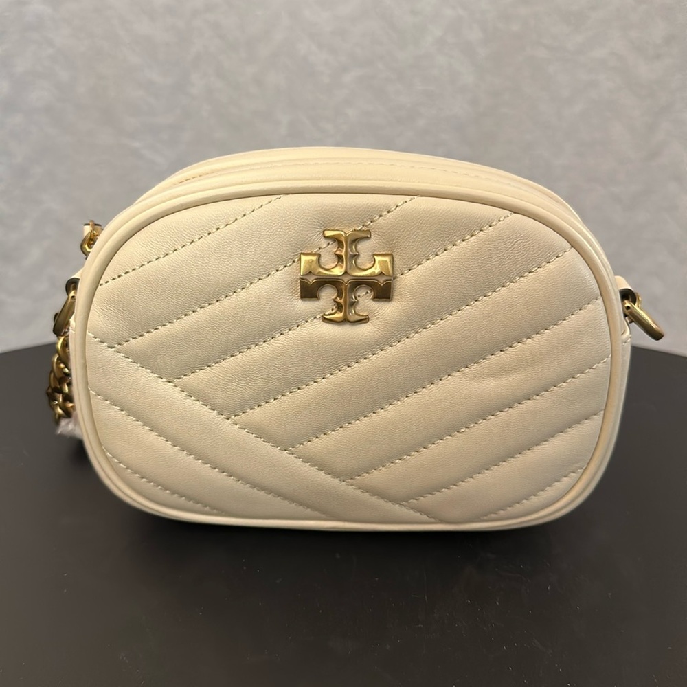 Tory Burch Kira Chevron Cream Quilted Crossbody Bag